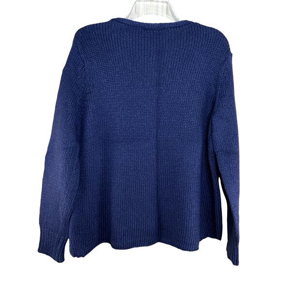 Wooden Ships V-Neck Snowflake Sweater Size S M Blue Mohair Wool Blend - Picture 3 of 5